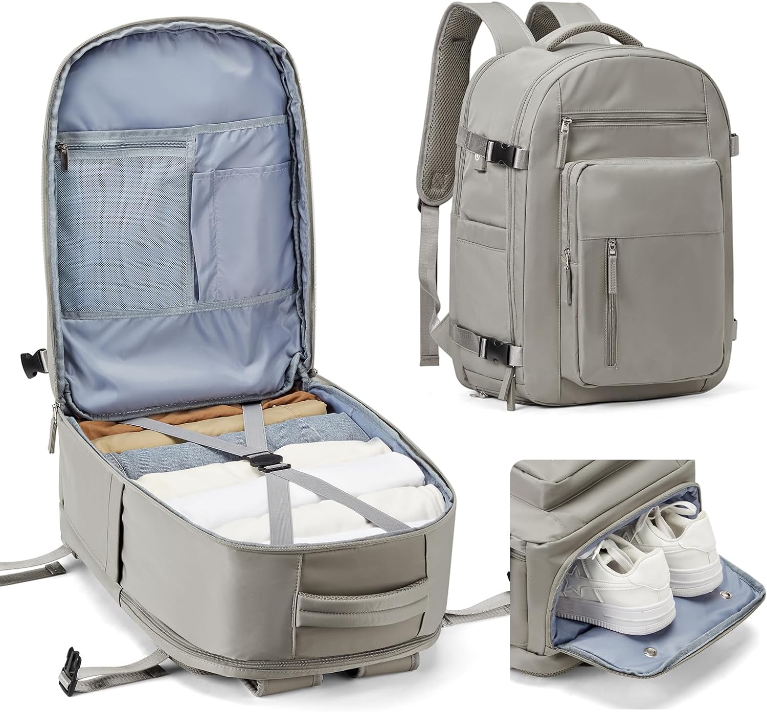 Lightweight Travel Backpack For Women Men Carry On Backpack Flight Approved Travel Bag Personal Item Waterproof Luggage Backpack With Shoe \u0026 Laptop Compartment(Green)